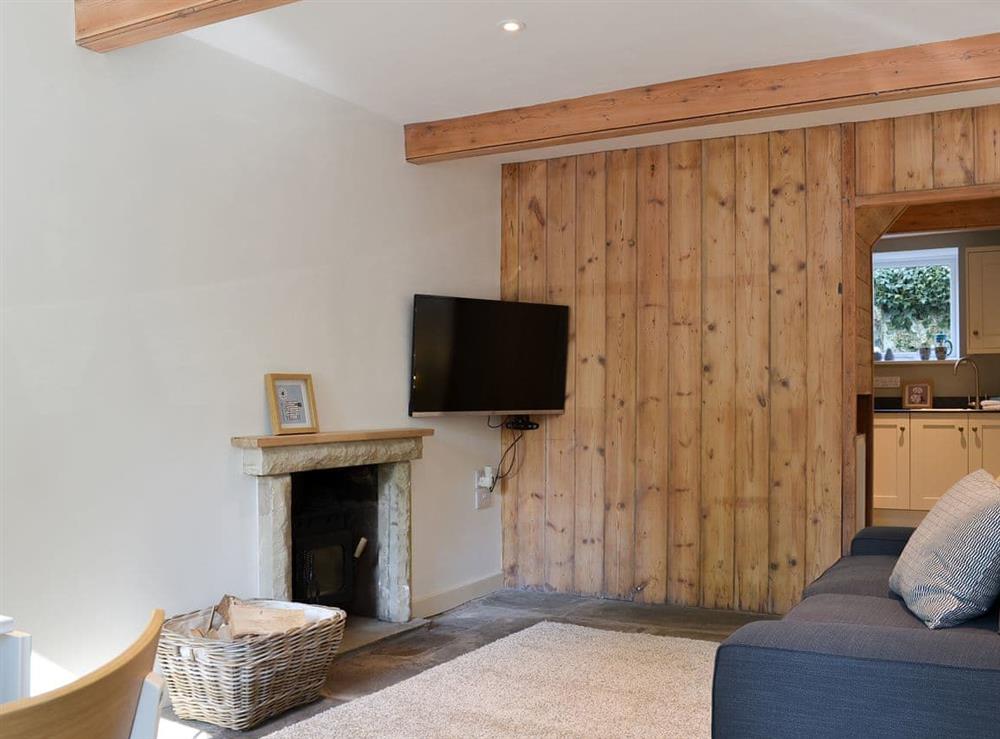 Living area with attractive wood panneling at Clarence Cottage in Appleby-in-Westmorland, Cumbria