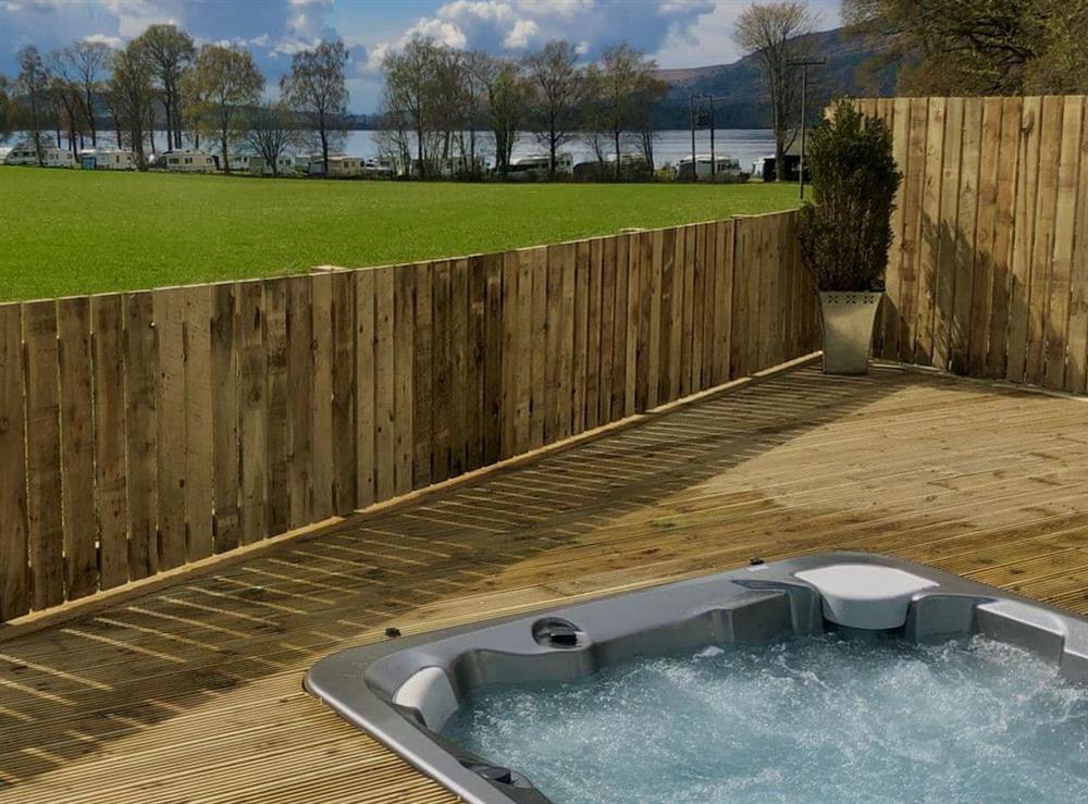 Views to the lake from the hot tub area at Clarinnes Cottage in Rowardennan, Lanarkshire