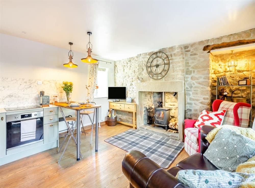 Open plan living space at Clarion Cottage in Roughlee, Lancashire