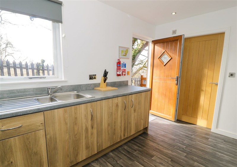 This is the kitchen at Classic Lodge 26, Dyserth