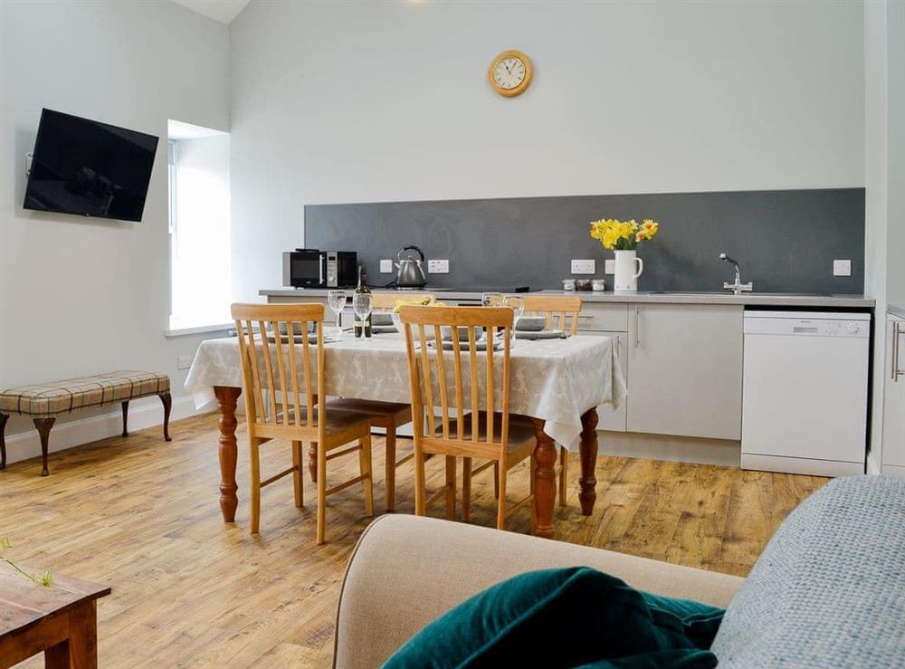 Open plan living space at Claunch Cottage in Newton Stewart, Wigtownshire