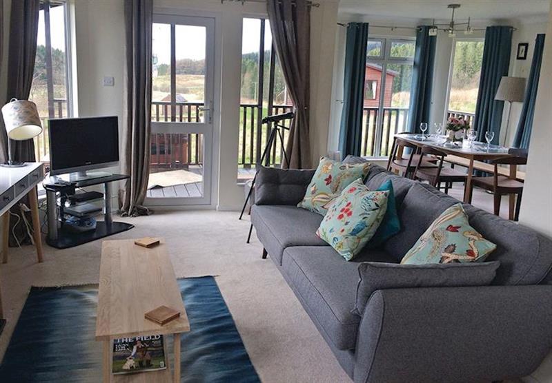 Living room in the Oscars Lodge at Clear Sky Lodges in Kielder, Northumberland