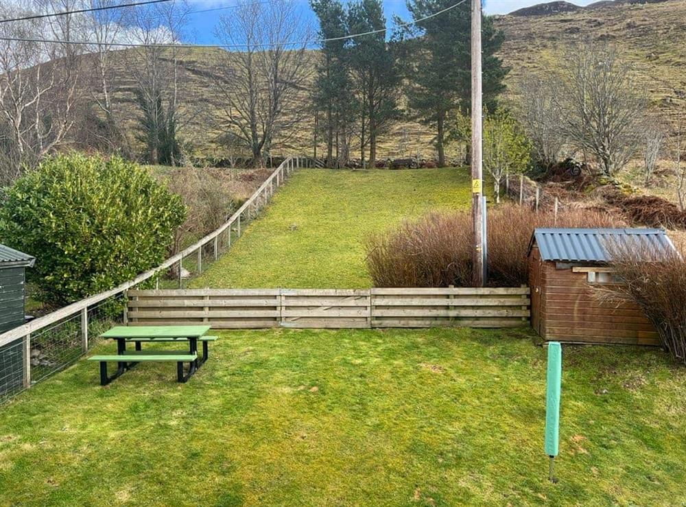 Enclosed dog friendly garden at Clear Waters in Dornie, near Kyle of Lochalsh, Highlands, Ross-Shire