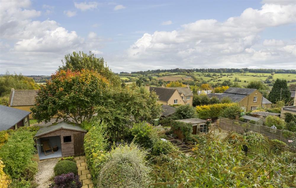 Breath-taking views over the Cotswold countryside from the cottage at Clematis Cottage, Blockley