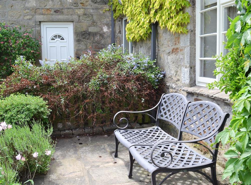 Sitting out area at Clematis Cottage in Burnsall, Yorkshire, North Yorkshire