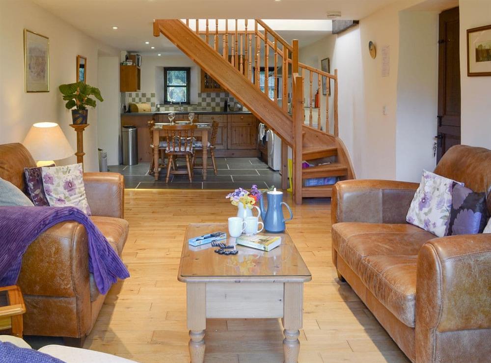 Well presented open plan living space at Clematis Cottage in Derriton, near Holsworthy, Devon
