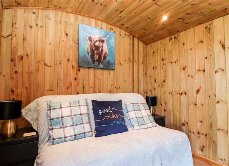 This is the bedroom at Clementine Shepherds Hut, Dumfries