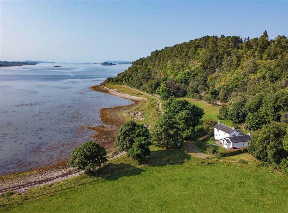 Aerial view looking south-west at Cliff Cottage in Port Appin, Argyll., Great Britain