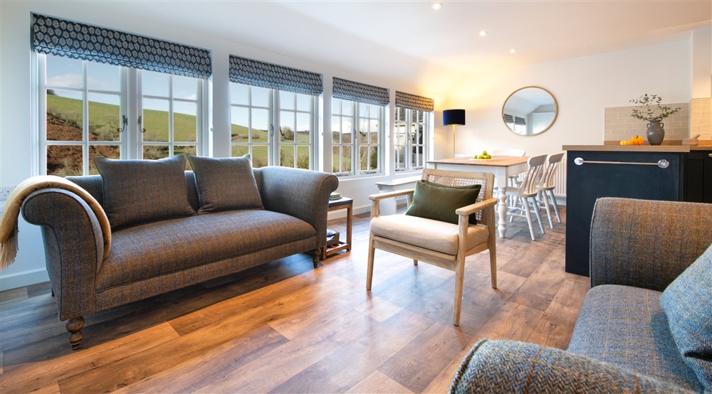 The living area at Cloud Farmhouse in Lynton, Devon