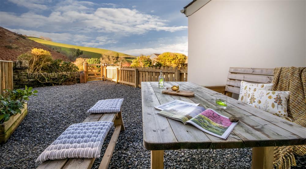 The outdoor seating area at Cloud Farmhouse in Lynton, Devon