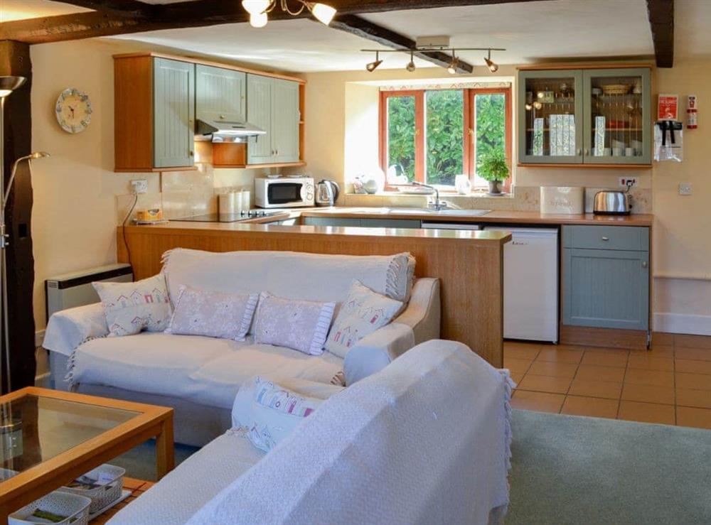 Open plan living/dining room/kitchen at Clouseau Cottage in Lyme Regis, Dorset., Great Britain