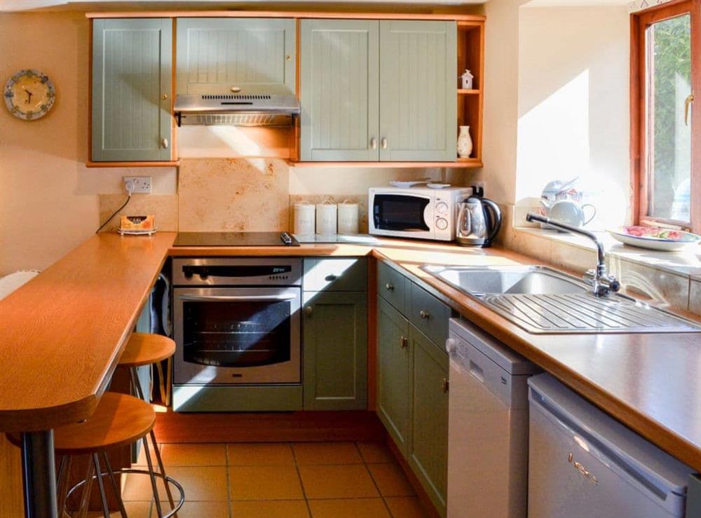 Well equipped kitchen at Clouseau Cottage in Lyme Regis, Dorset., Great Britain