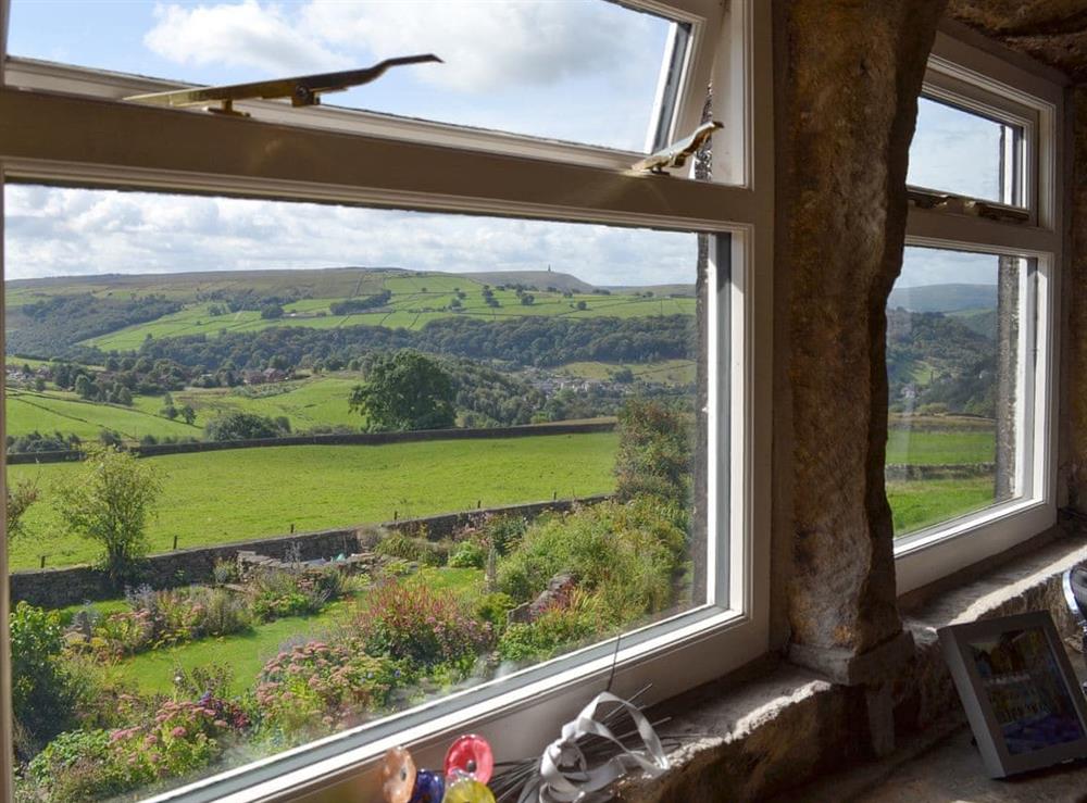 Stunning rural views from the bedroom at Club Houses in Old Town, near Hebden Bridge, West Yorkshire