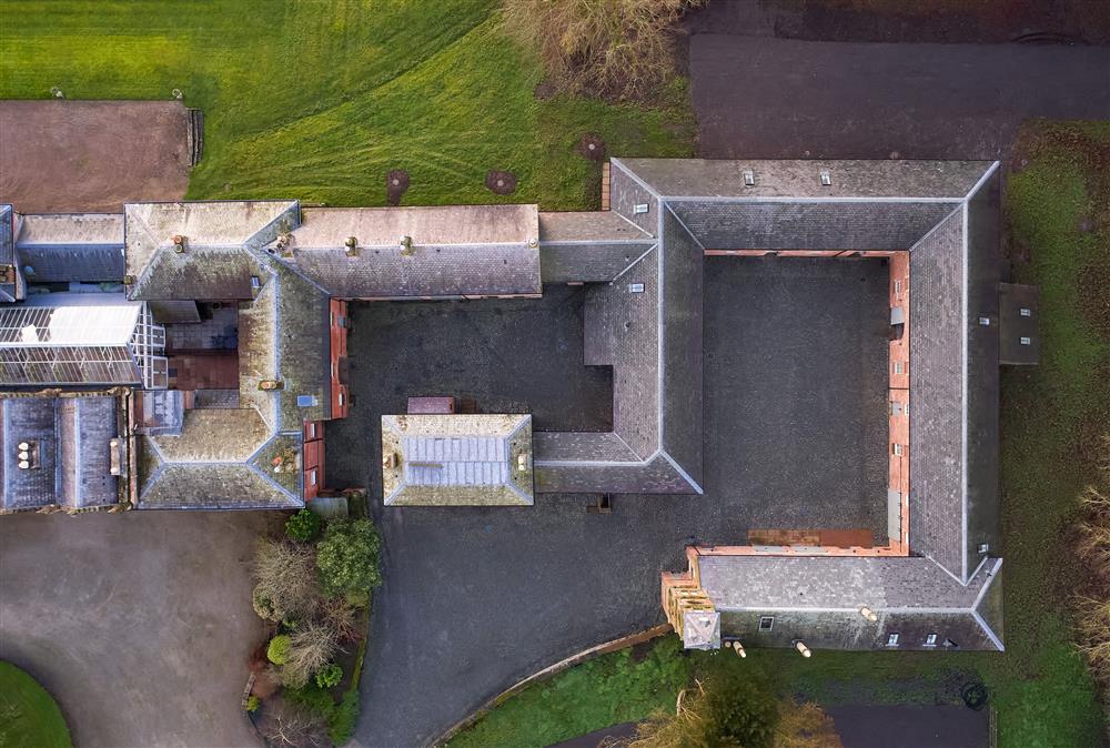 An aerial view of Netherby Hall