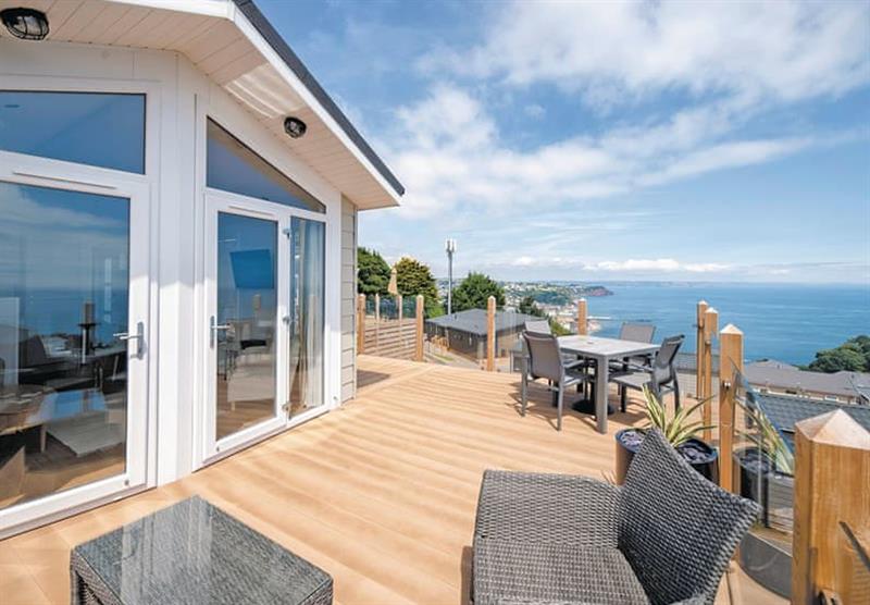 Outside the Sid 2, with sea views at Coast View Holiday Park in Shaldon, South Devon