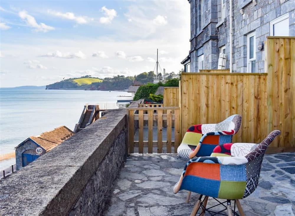 Delightful paved terrace overlooking the bay
