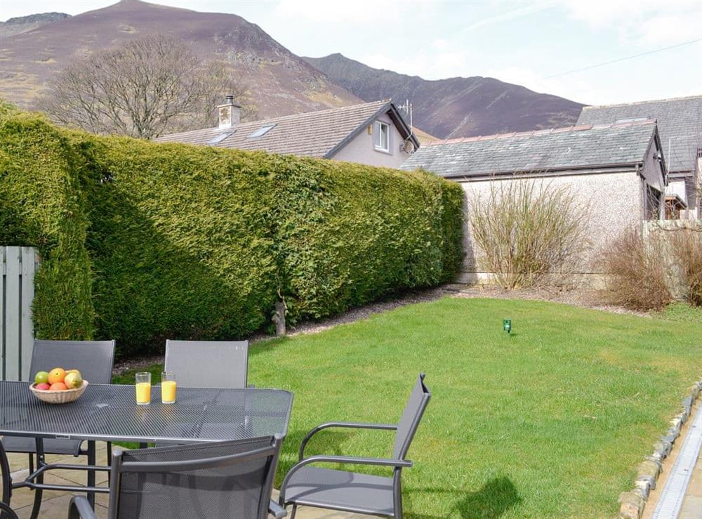 Enclosed lawned garden at Cobble Rigg in Threlkeld, near Keswick, Cumbria