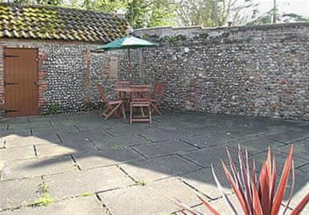 Sitting-out-area at Cobble Stones in Holt, Norfolk., Great Britain