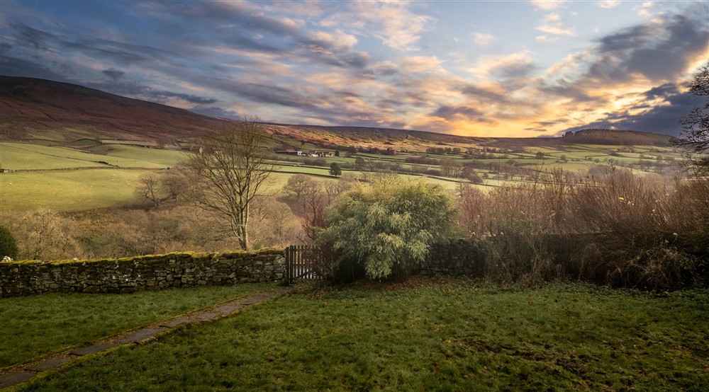 The view from the garden of Cockayne Cottage in winter, Yorkshire at Cockayne Cottage in York, North Yorkshire