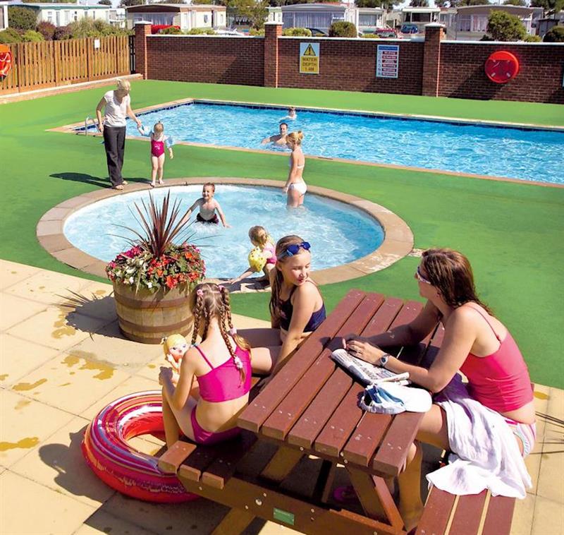 Outdoor heated pool at Cockerham Sands in Lancashire, North of England