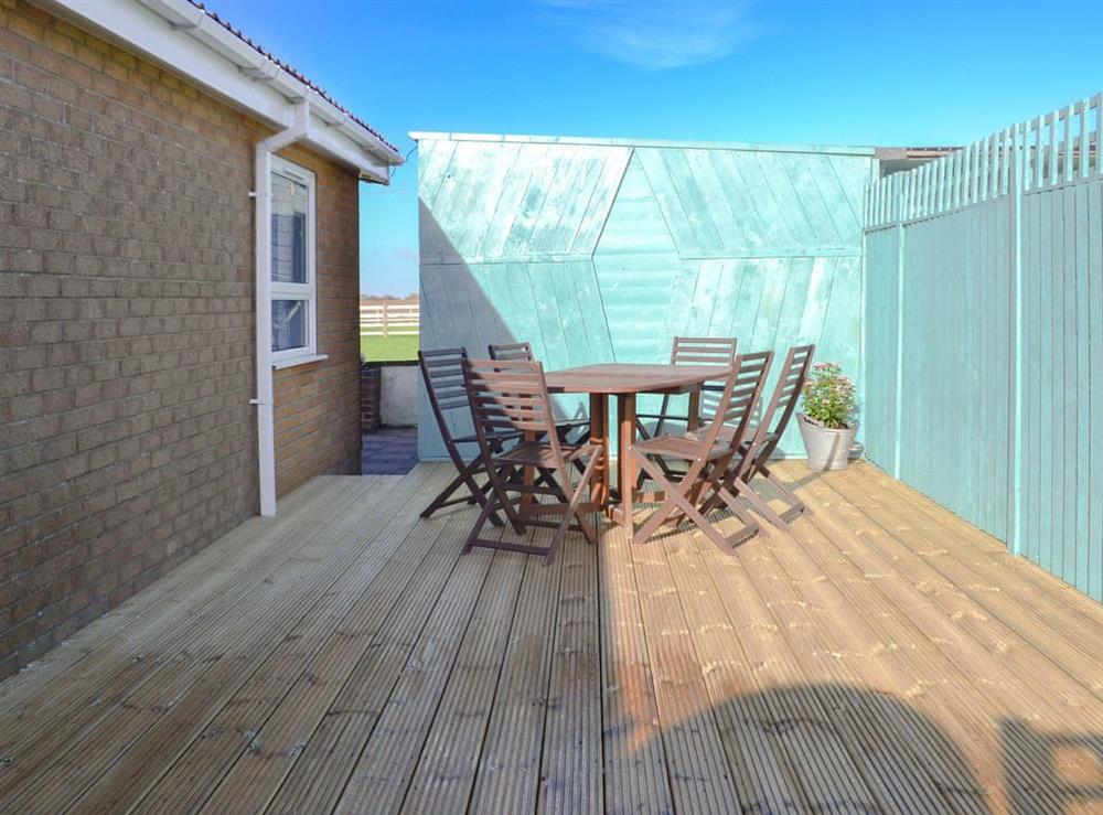 Decking area at Coles Retreat in Anderby Creek, near Skegness, Lincolnshire