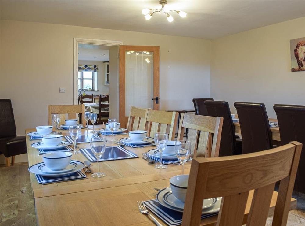 Dining room at Colstey Farmhouse in Clun, near Bishops Castle, Shropshire