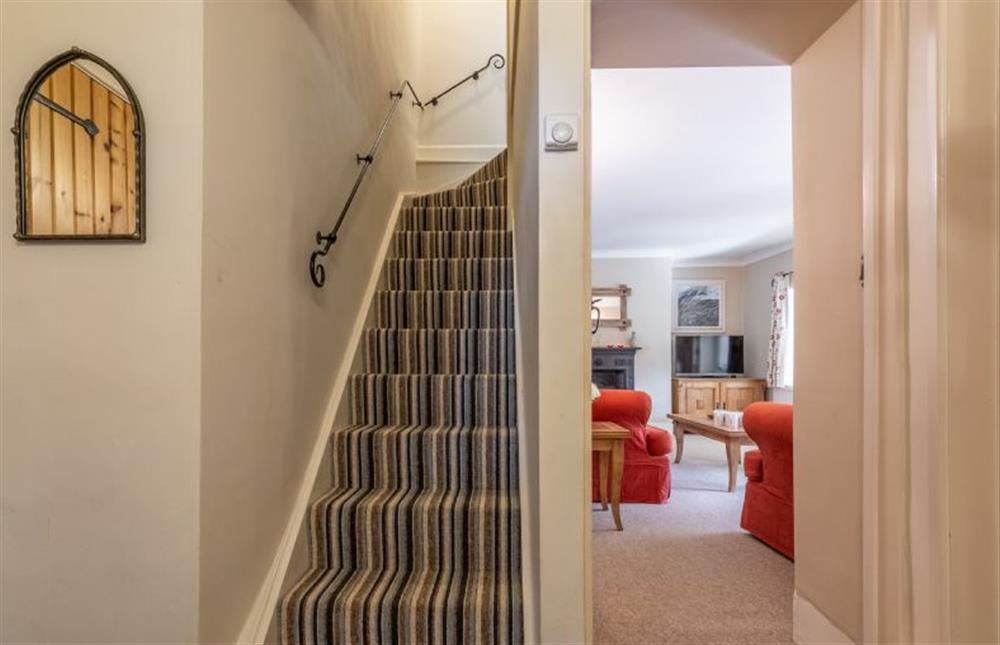 Ground floor: stairs to the first floor at Columbine Cottage, Holme-next-the-Sea near Hunstanton