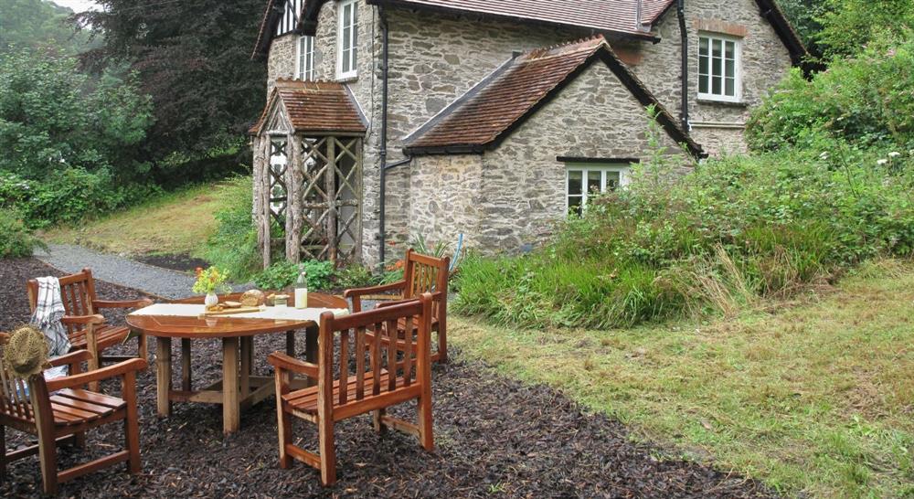 The outside seating area at Combe Park Lodge in Lynton, Devon
