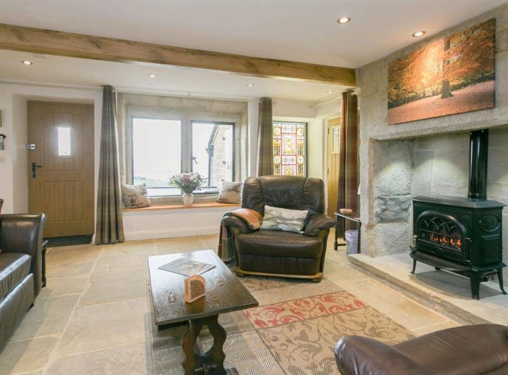 Spacious, comfortable living room at Commons Farm Cottage in Wadsworth, near Hebden Bridge, West Yorkshire