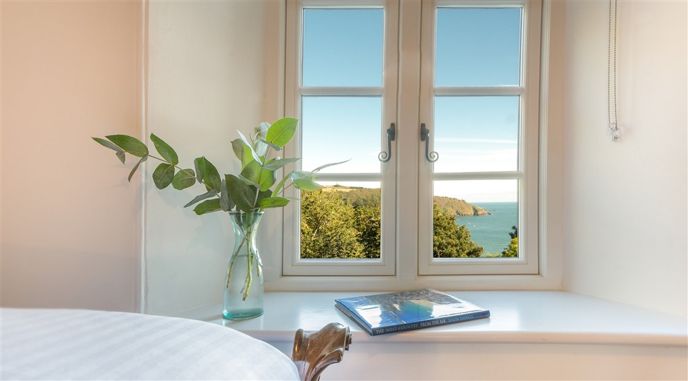 The view of the Dart Estuary from the single bedroom at Compass Cottage in Dartmouth, Devon