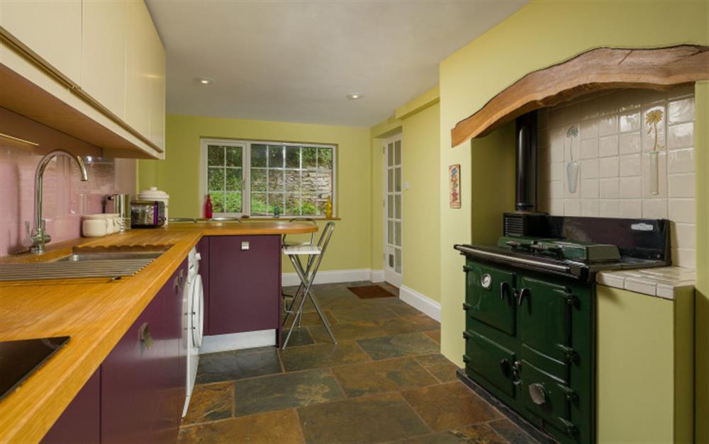 Another view of the modern kitchen at Coombe Park in Chillington