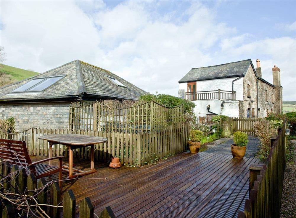 Lovely sun and barbecue deck with patio furniture at Coombery Loft in Bow Creek, Nr Totnes, South Devon., Great Britain