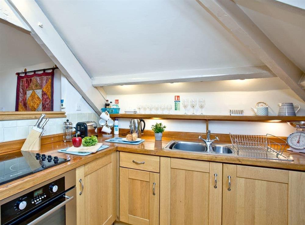 Well-equipped kitchen area at Coombery Loft in Bow Creek, Nr Totnes, South Devon., Great Britain