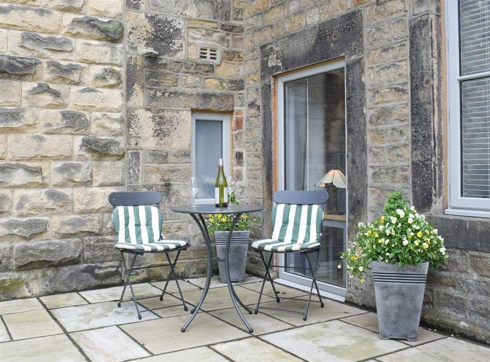 Sitting out area at Cooper Cottage in Addingham, near Skipton, West Yorkshire