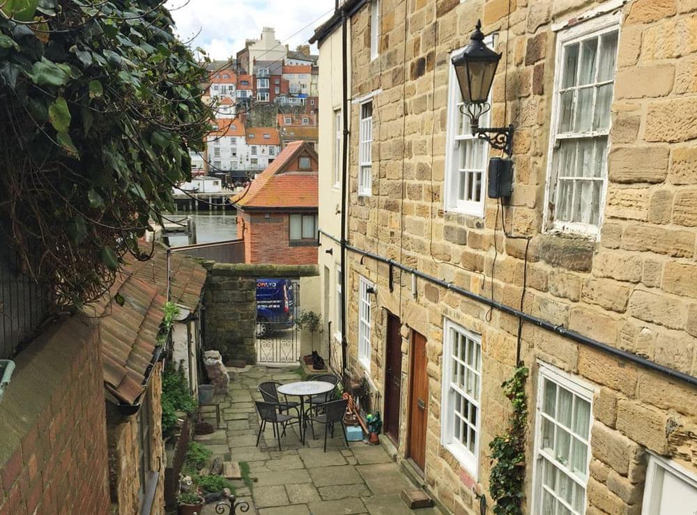 Charming courtyard at rear of property at Cor Cottage in Whitby, North Yorkshire