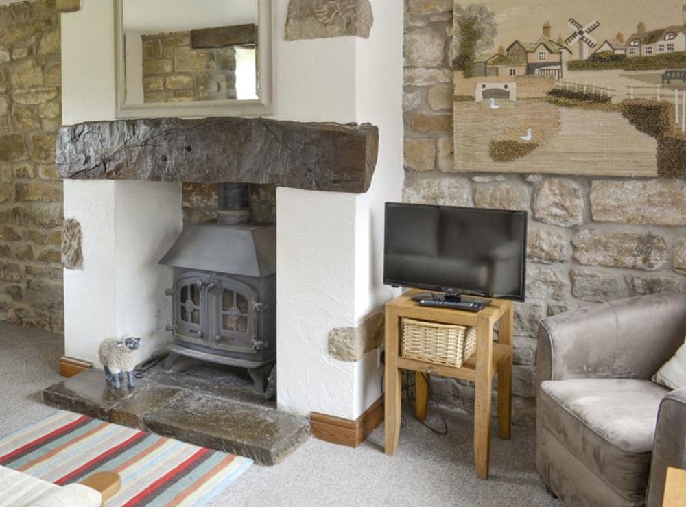 Welcoming living room with wood burner at Corby Wood in Rosedale, near Pickering, North Yorkshire