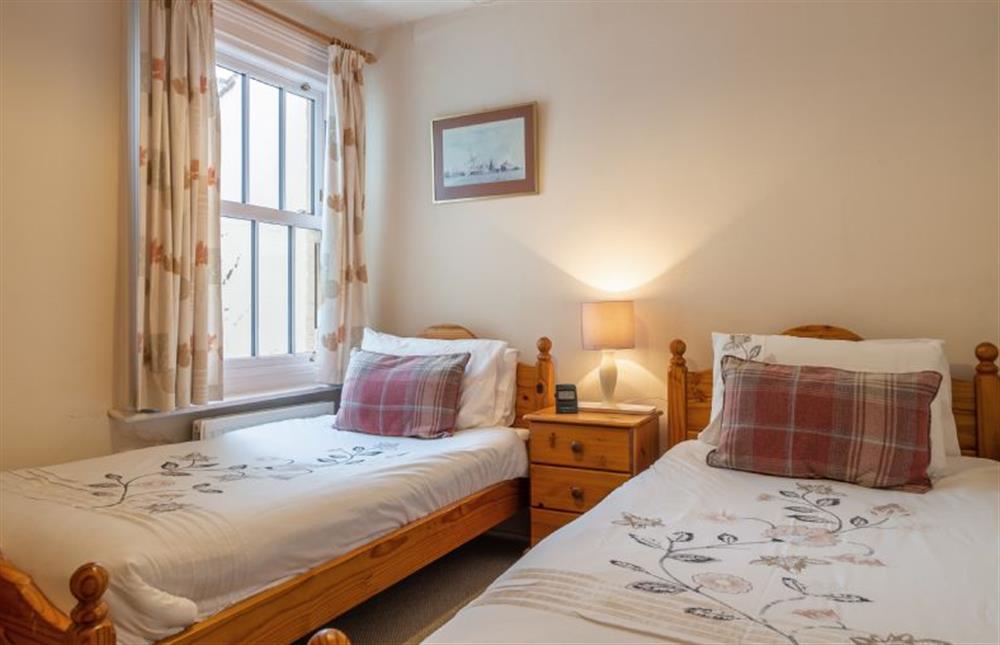 Bedroom two with twin 3’ single beds at Corinthian Cottage, Aldeburgh