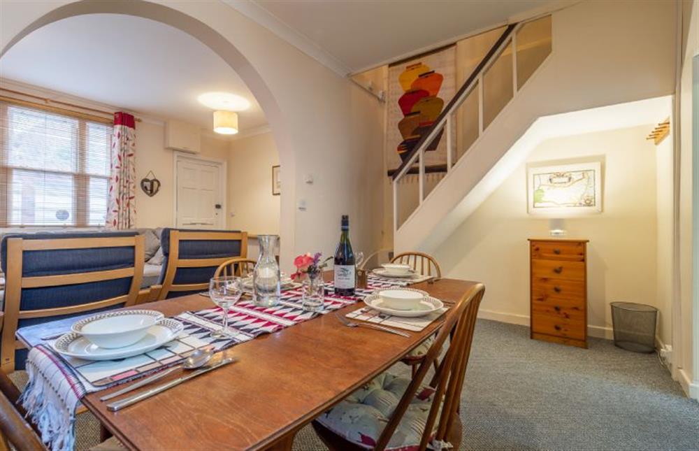 Dining room and stairs to the first floor at Corinthian Cottage, Aldeburgh