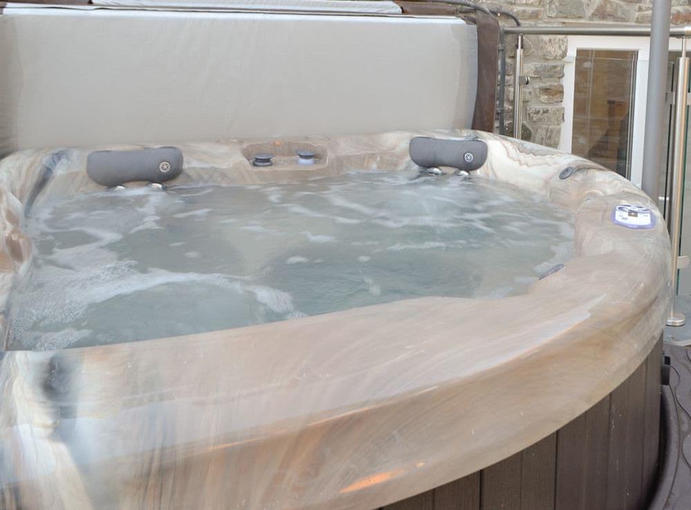 Relaxing hot tub at Cornel Clyd in Felinfach, near Lampeter, Ceredigion, Dyfed