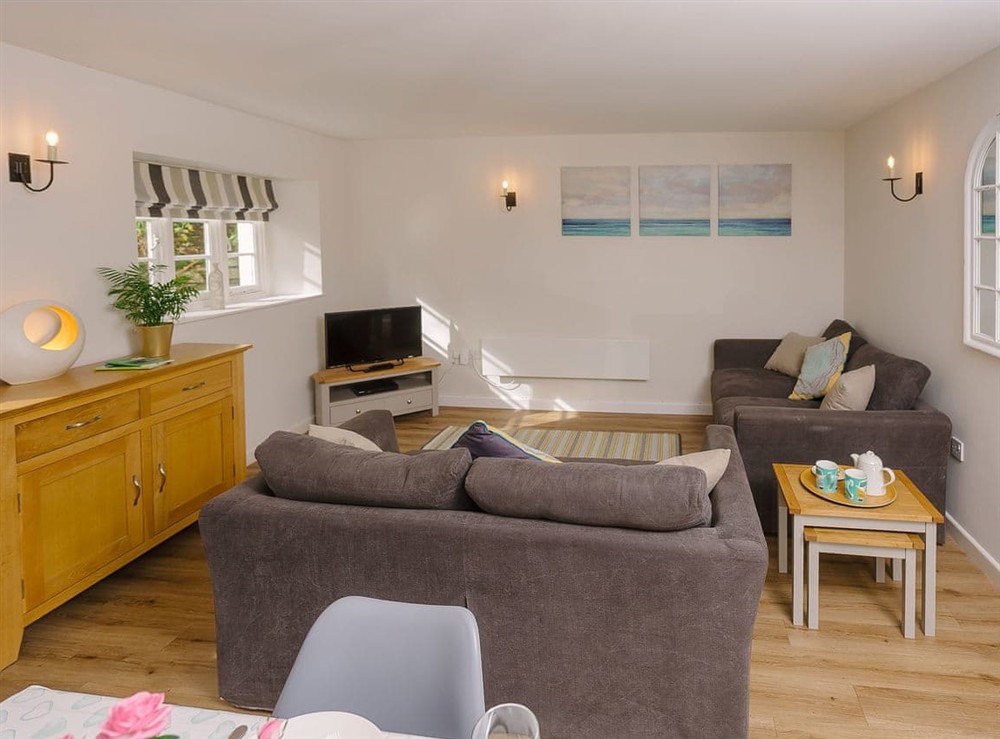 Living area at Corner Cottage in Tawstock, near Barnstaple, Devon