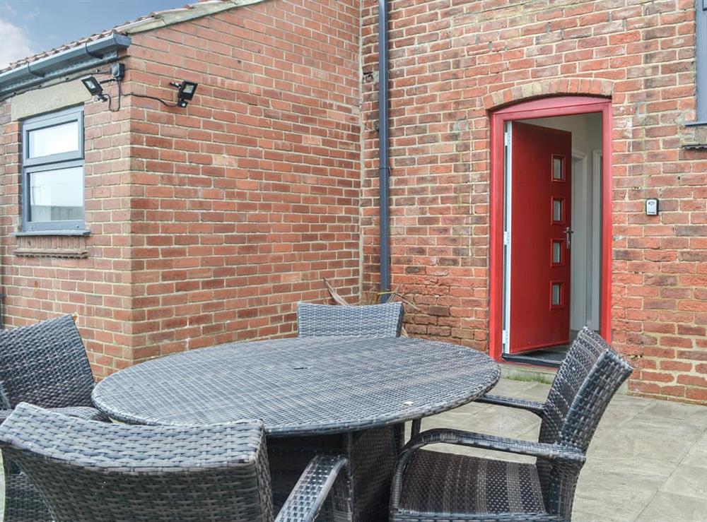 Sitting-out-area at Corner Farm in Carnaby, near Bridlington, North Humberside