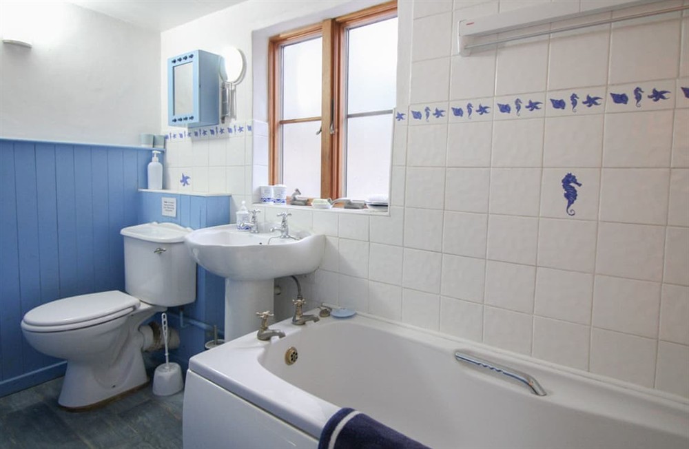 Bathroom at Cornerstone Cottage in Mousehole, Cornwall