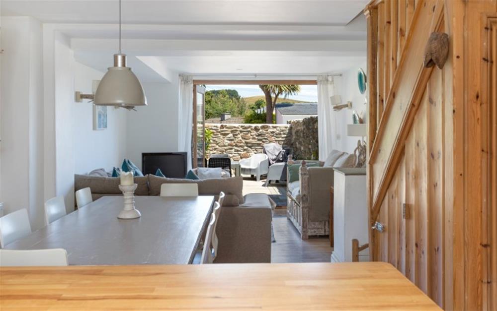 Another look at the dining an lounge area at Cornerstone Cottage in Salcombe