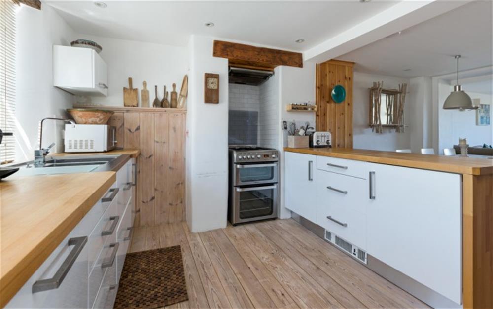 The kitchen at Cornerstone Cottage in Salcombe