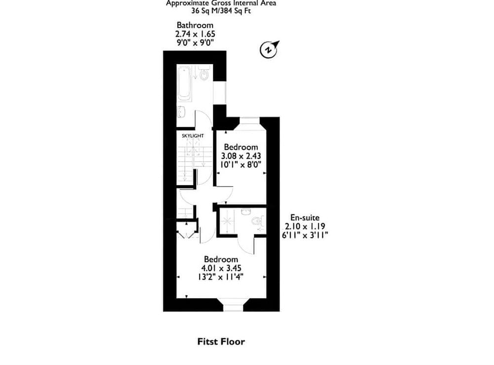 Floor plan of first floor at Cornerstones in Ambleside, Cumbria