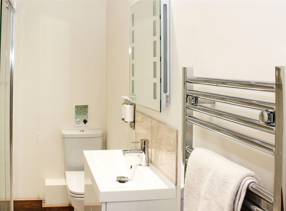 Lovely bathroom with heated towel rail at The Old Barn, 