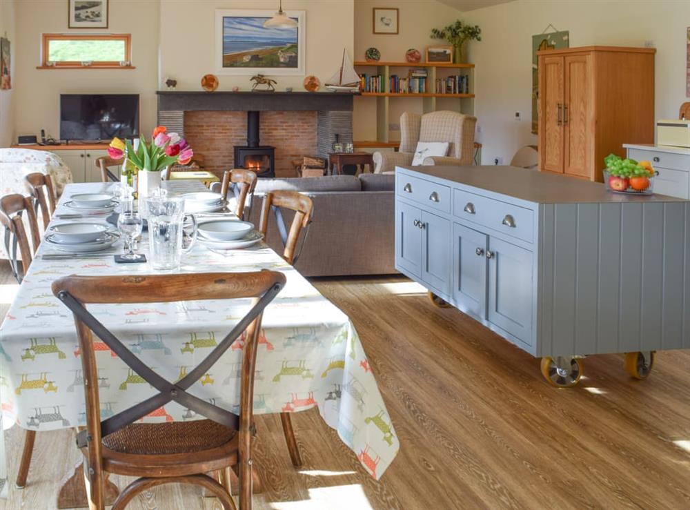 Open plan living space at Corputechan Cottage in Campbeltown, Argyll