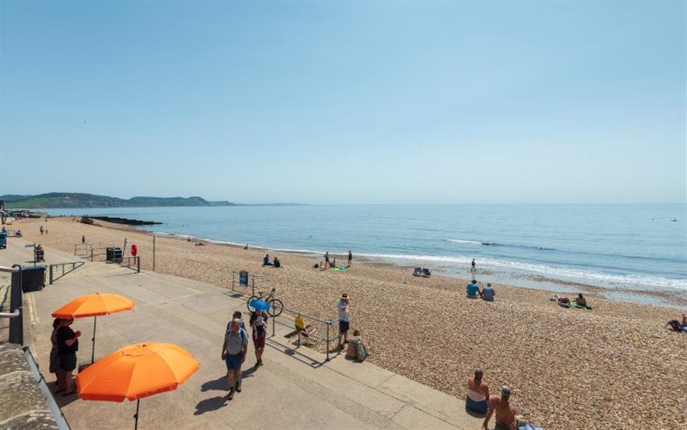 A sunny day on the beach at Lyme Regis at Cosy Corner in Lyme Regis