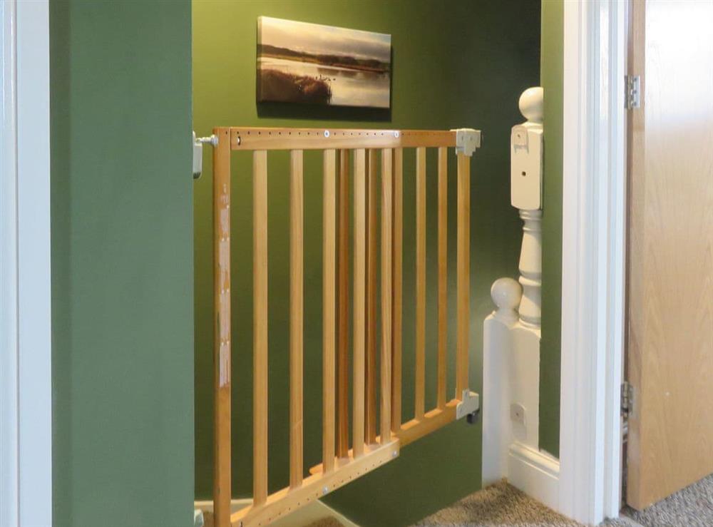 Stair safety gate at Cosy Cotswolds Townhouse in Shipston-on-Stour, Warwickshire