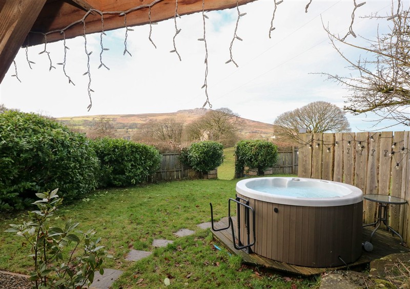 There is a hot tub at Cosy Eco Cabin, Cilgwyn near Newport